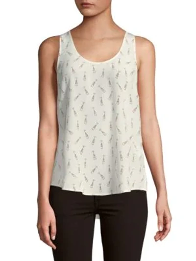 Shop Joie Graphic Silk Tank Top In Porcelain