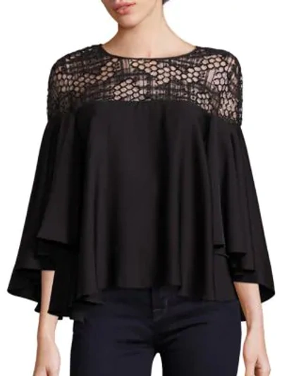 Shop Milly Angie Geometric Sequin Silk Blend Top In Black