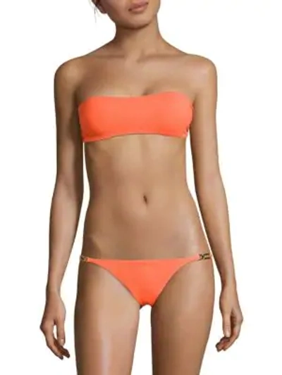 Shop Melissa Odabash Two-piece Tie Bandeau Bikini In Apricot