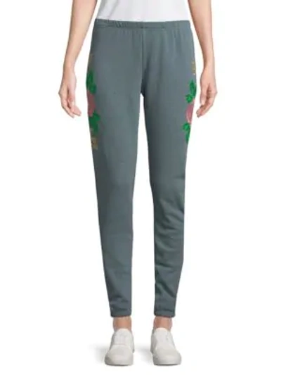 Shop Wildfox Knox Floral Sweatpants In Vision Blue