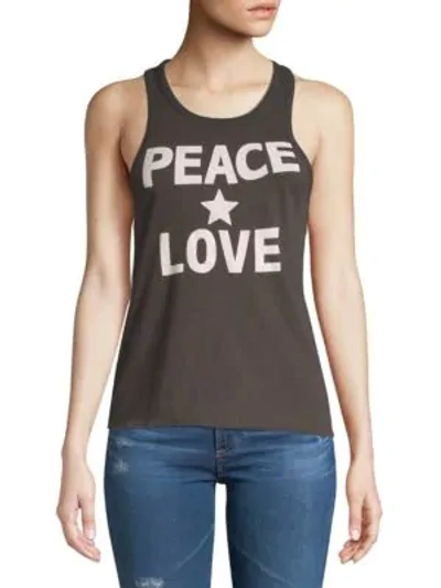 Shop Chaser Peace Love Vintage Cotton Tank Top In Vintage Black