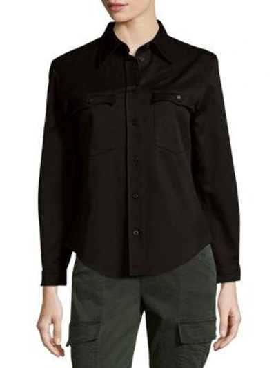 Shop Miu Miu Long Sleeve Shirt In Black