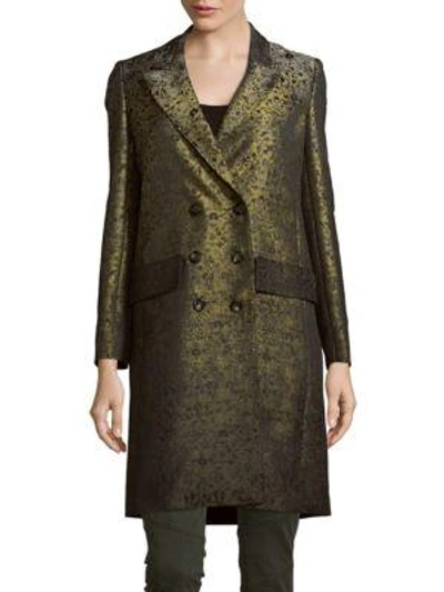 Shop Max Mara Woven Long-sleeve Short Coat In Lime Green