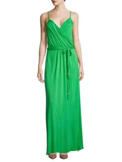 Shop Melissa Odabash Crossover Sleeveless Maxi Dress In Green