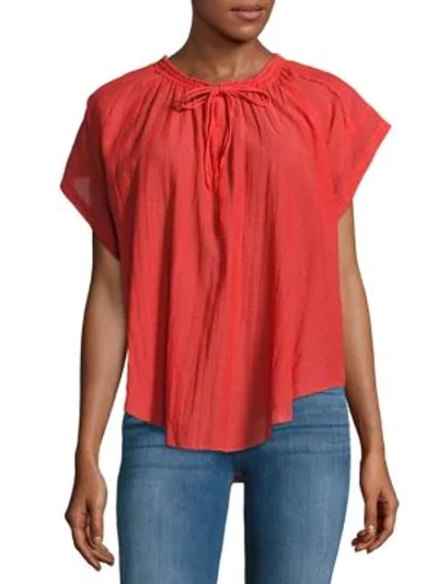 Shop Iro Tie-front Cotton-blend Top In Red