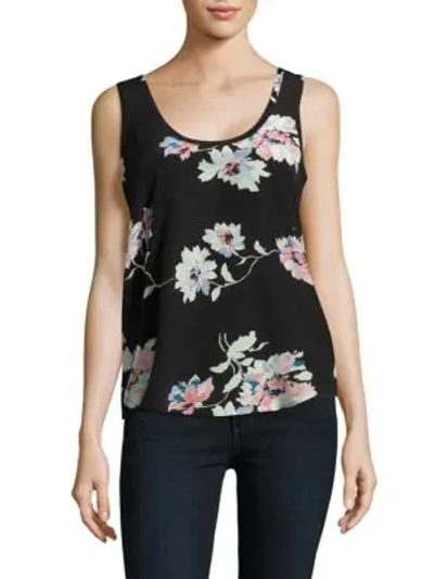 Shop Equipment Women's Annabeth Floral Printed Silk Tank Top In Caviar