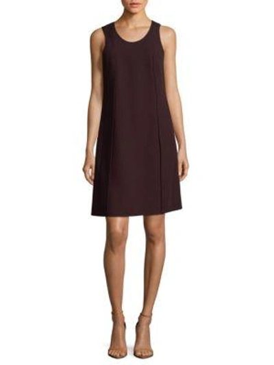 Shop Narciso Rodriguez Seam-front Wool Shift Dress In Bordeaux