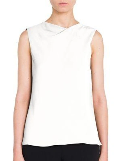 Shop Giorgio Armani Sleeveless Silk Blouse In Off White