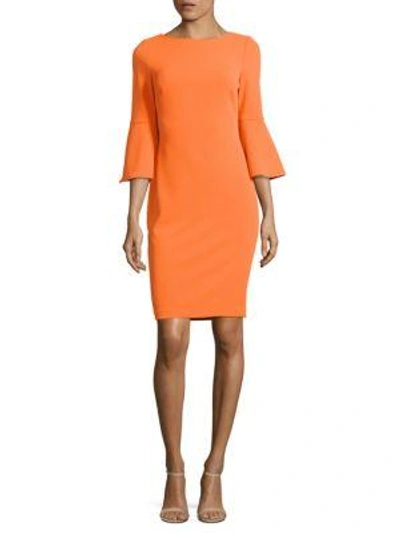 Shop Calvin Klein Bell-sleeve Sheath Dress In Ember