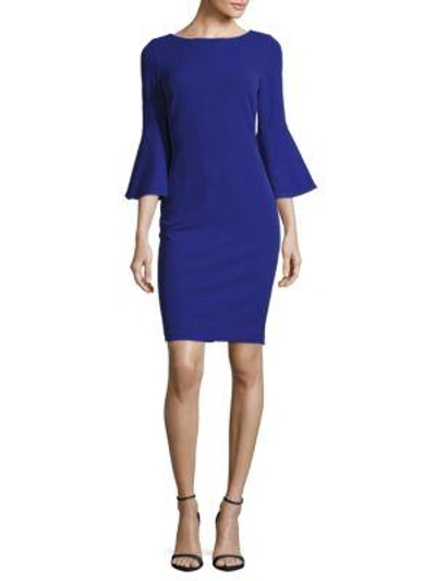 Shop Calvin Klein Bell-sleeve Sheath Dress In Ultramarine