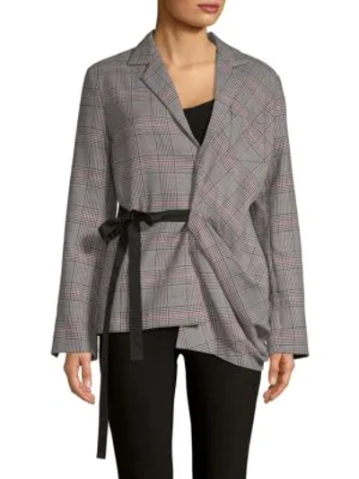 Shop Rosie Assoulin Swaggy Glen Plaid Wool Jacket In Multi Glen Plaid