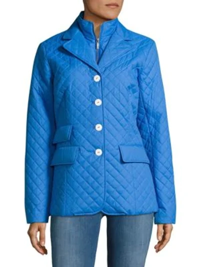 Shop Jane Post Quilted Riding Jacket In Blue