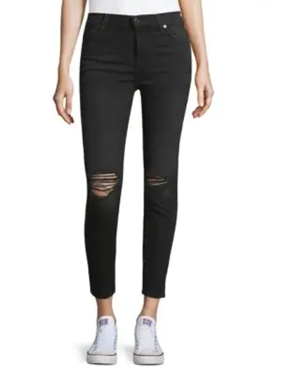 Shop 7 For All Mankind Gwenevere High-rise Ankle Jeans In Aged Black