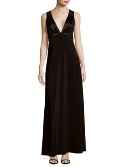 Shop Jill Stuart Solid Crisscross-back Gown In Black