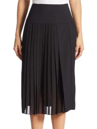 Shop Adam Lippes Pleated Midi Skirt In Black