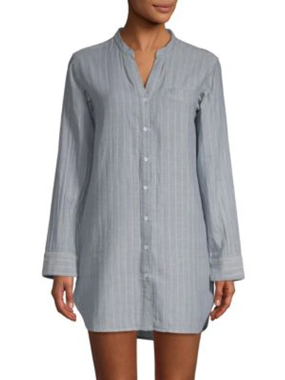 Shop Ugg Vivian Stripe Cotton Sleepshirt In Geyser