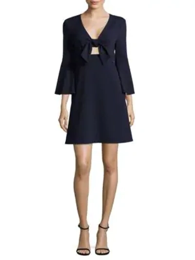 Shop Abs By Allen Schwartz Tie-front Bell-sleeve Dress In Navy