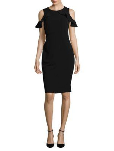 Shop Calvin Klein Cold-shoulder Crepe Sheath Dress In Black