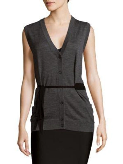 Shop Prada V-neck Wool Vest In Grey