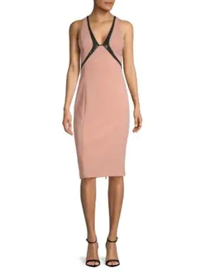 Shop Narciso Rodriguez Sequin-embroidered Silk Bodycon Dress In Rose