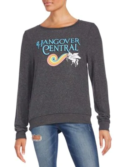 Shop Wildfox Hangover Central Graphic Sweatshirt In Dirty Black