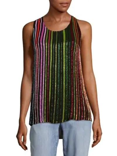 Shop Balmain Silk Sleeveless Top In Multi