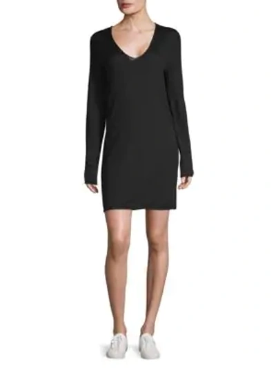Shop Zadig & Voltaire Nosfo Long-sleeve Merino Wool Dress In Noir