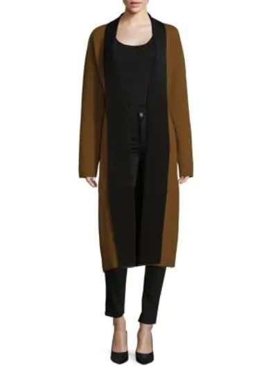 Shop Narciso Rodriguez Two-tone Knit Coat In Sepia