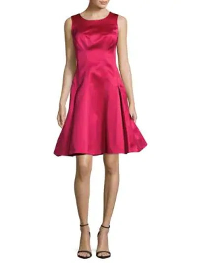 Shop Zac Posen Solid Fit-&-flare Dress In Fuchsia