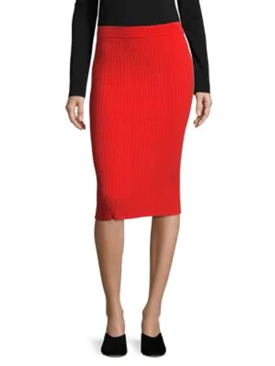 Shop Rebecca Taylor Solid Ribbed Skirt In Ladybug