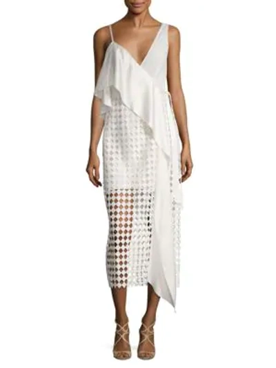 Shop Diane Von Furstenberg Asymmetrical Lace Wrap Dress In Ivory