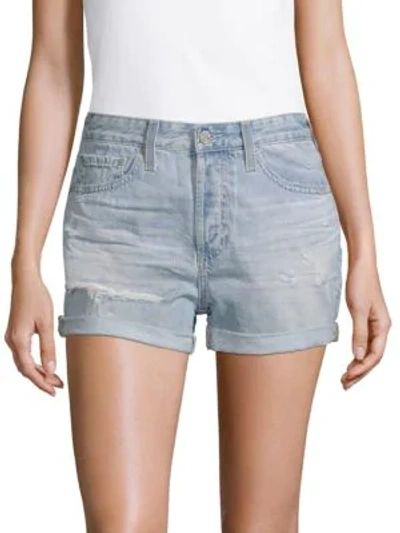 Shop Ag Cotton Denim Shorts In Twenty Two