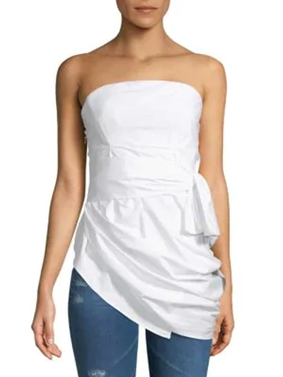 Shop Rosie Assoulin Classic Cotton Strapless Top In White
