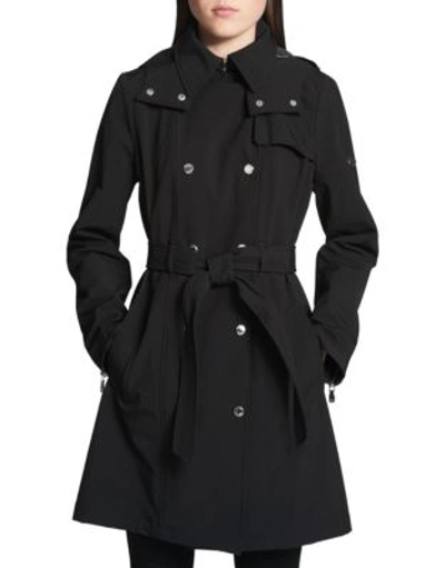 Shop Calvin Klein Classic Hooded Trench Coat In Black