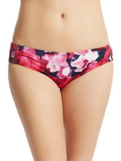 Shop Calvin Klein Floral Print Bikini Bottom In Strawberry