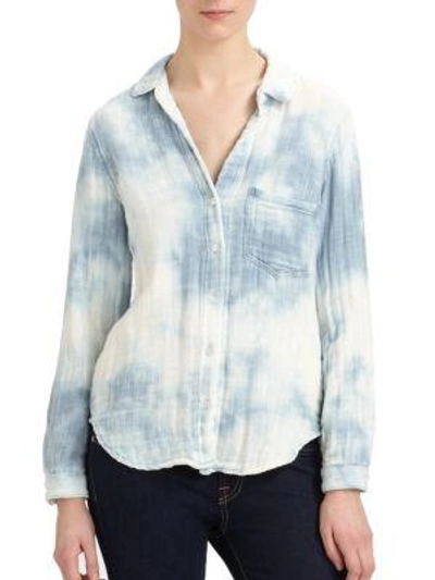 Shop Bella Dahl Tie-dyed Denim Shirt In Cloud Wash
