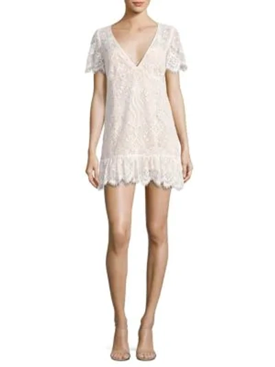 Shop For Love & Lemons Lily Lace Tee Dress In White Lace