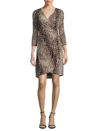 Shop Calvin Klein Leopard Wrap Dress In Beige