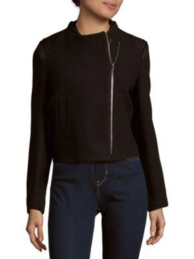 Shop Maje Perfecto Asymmetrical Wool Jacket In Black
