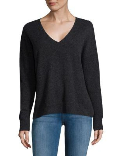 Shop Leo & Sage Double V-neck Cashmere Sweater In Dark Charcoal