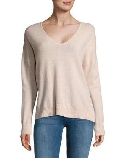 Shop Leo & Sage Double V-neck Cashmere Sweater In Pink