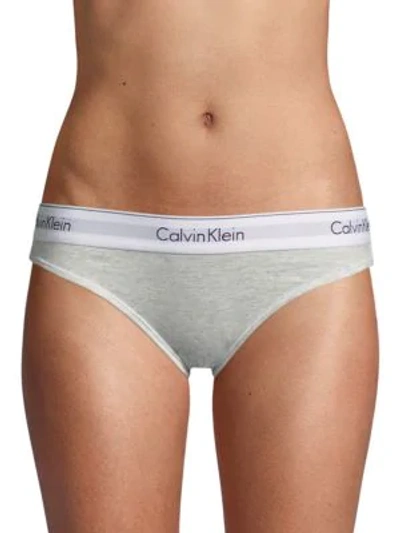 Shop Calvin Klein Modern Cotton Logo Bikini In Heather
