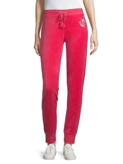 Shop Juicy Couture Black Label Velour Track Pants In Muse Pink