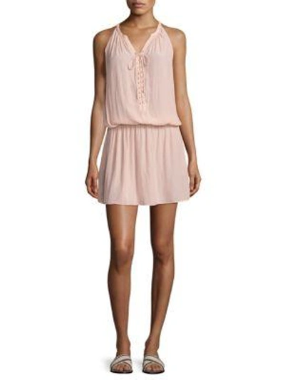 Shop Ramy Brook Allie Sleeveless Lace-up Dress In Blush