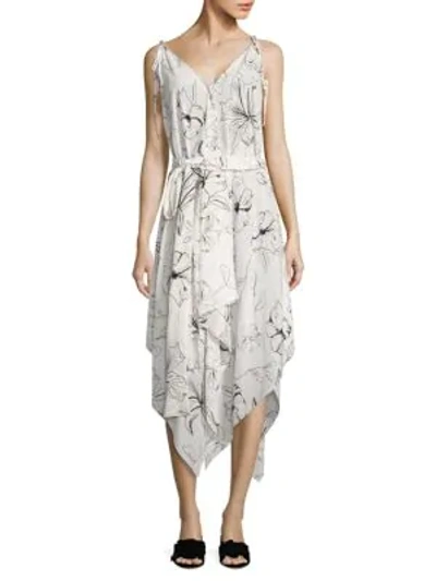 Shop Diane Von Furstenberg Floral Print Silk Dress In Ivory