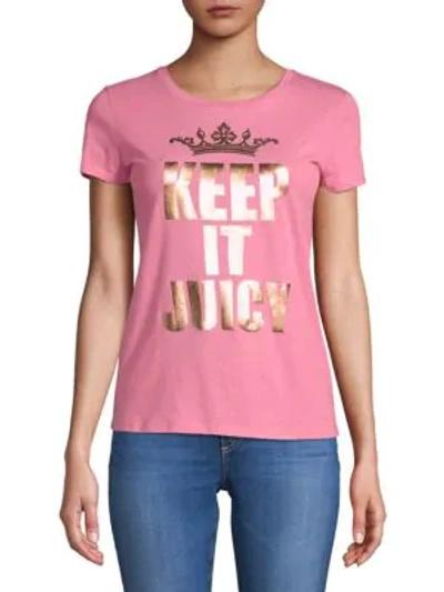 Shop Juicy Couture Black Label Keep It Juicy Cotton Tee In Cameo