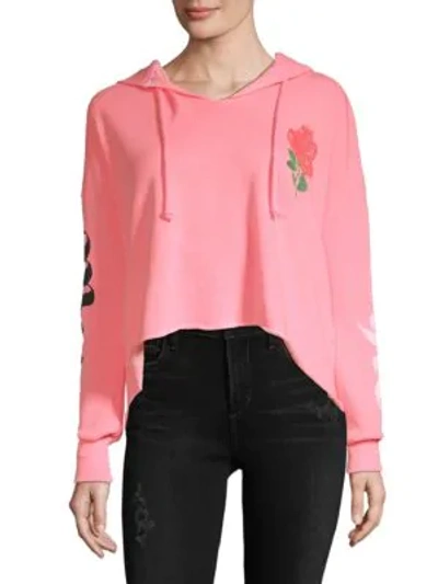 Shop Wildfox Freddy Cropped Hoodie In Neon Pink