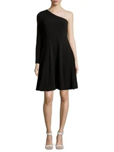 Shop Calvin Klein One-shoulder Fit-&-flare Dress In Black