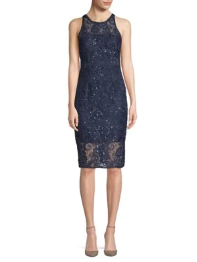 Shop Aidan Mattox Sleeveless Lace Dress In Twilight