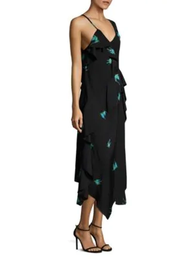 Shop Diane Von Furstenberg Asymmetrical Ruffled Dress In Black